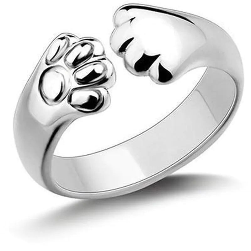 Silver Cat Paw Ring for Women - Japanese and Korean Style