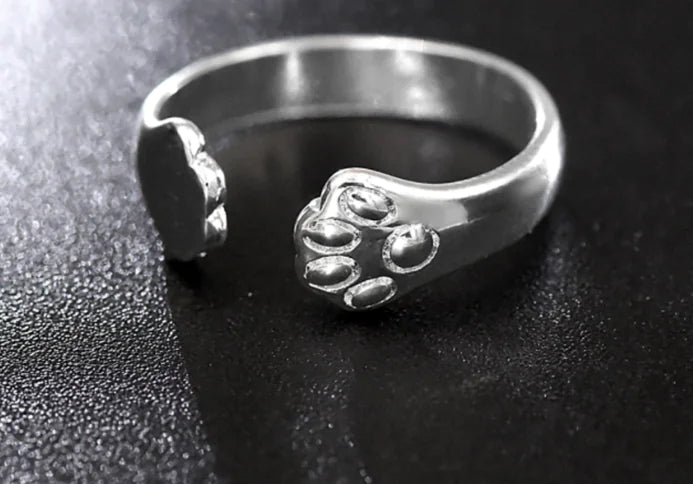 Silver Cat Paw Ring for Women - Japanese and Korean Style